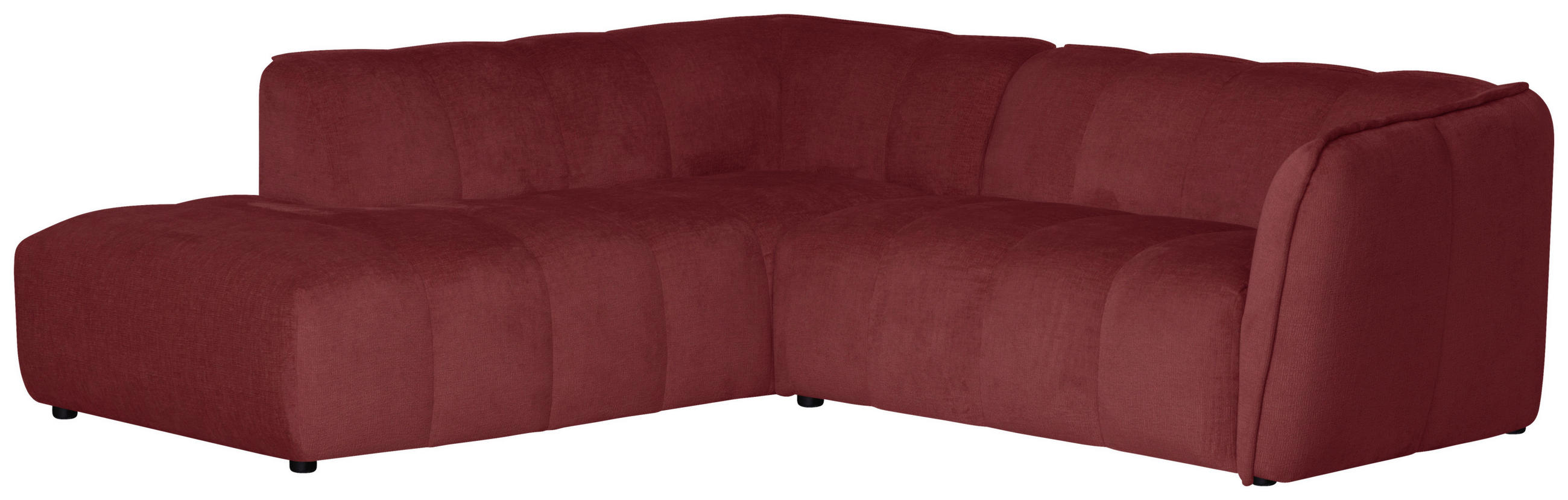 ECKSOFA LIVOLI in Chenille Bordeaux  218/230 cm  - Bordeaux/Schwarz, Design, Textil (218/230cm) - MID.YOU