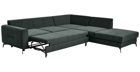 ECKSOFA Dunkelgrün Chenille  - Dunkelgrün/Schwarz, KONVENTIONELL, Textil/Metall (275/257cm) - Carryhome