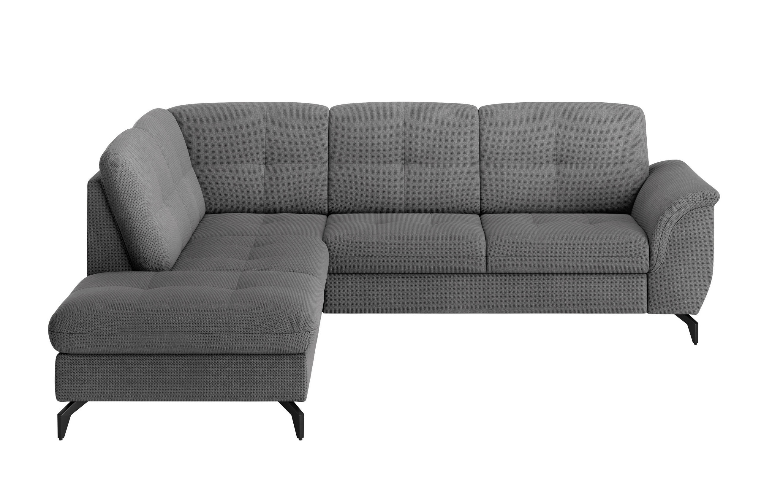 ECKSOFA ZORA E Grau Flachgewebe  - Schwarz/Grau, MODERN, Textil/Metall (212/244cm) - Sit & More