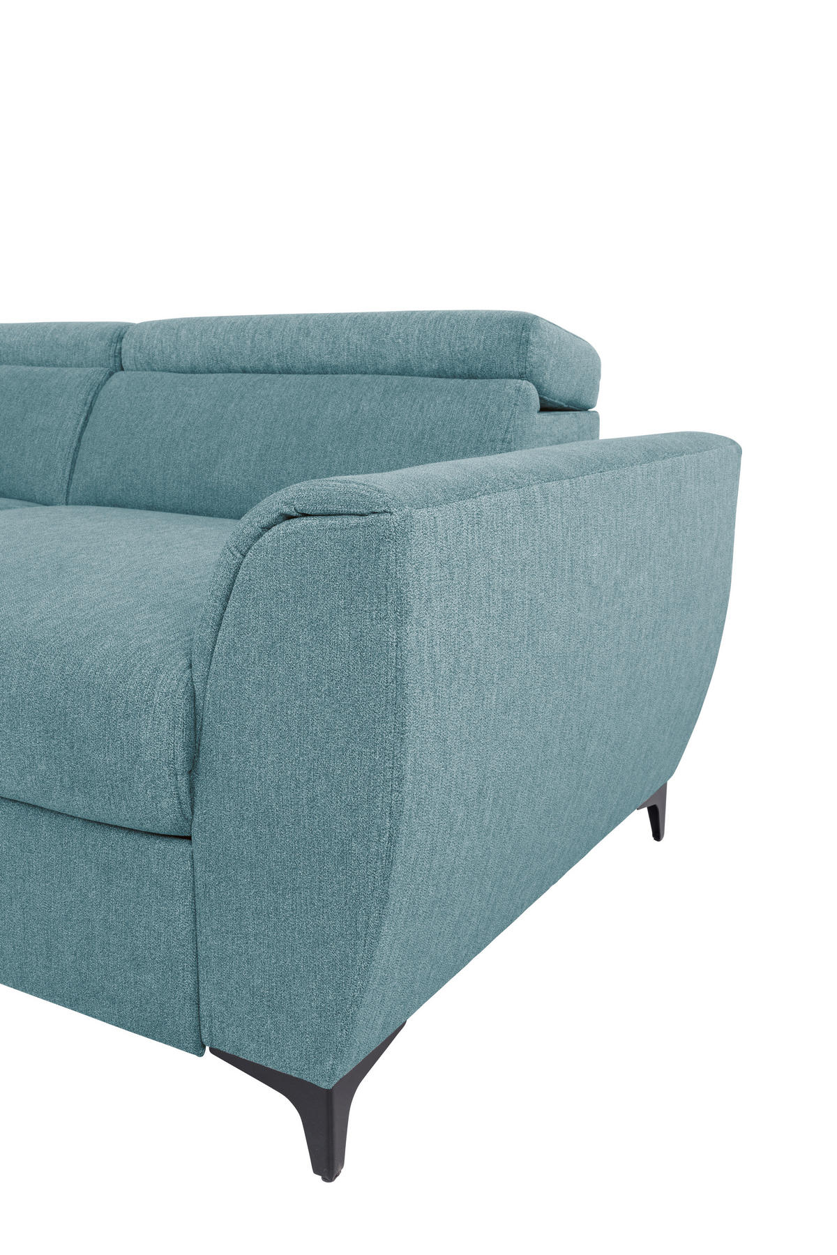 ECKSOFA in Velours Petrol  - Petrol/Schwarz, Konventionell, Textil/Metall (217/255cm) - MID.YOU