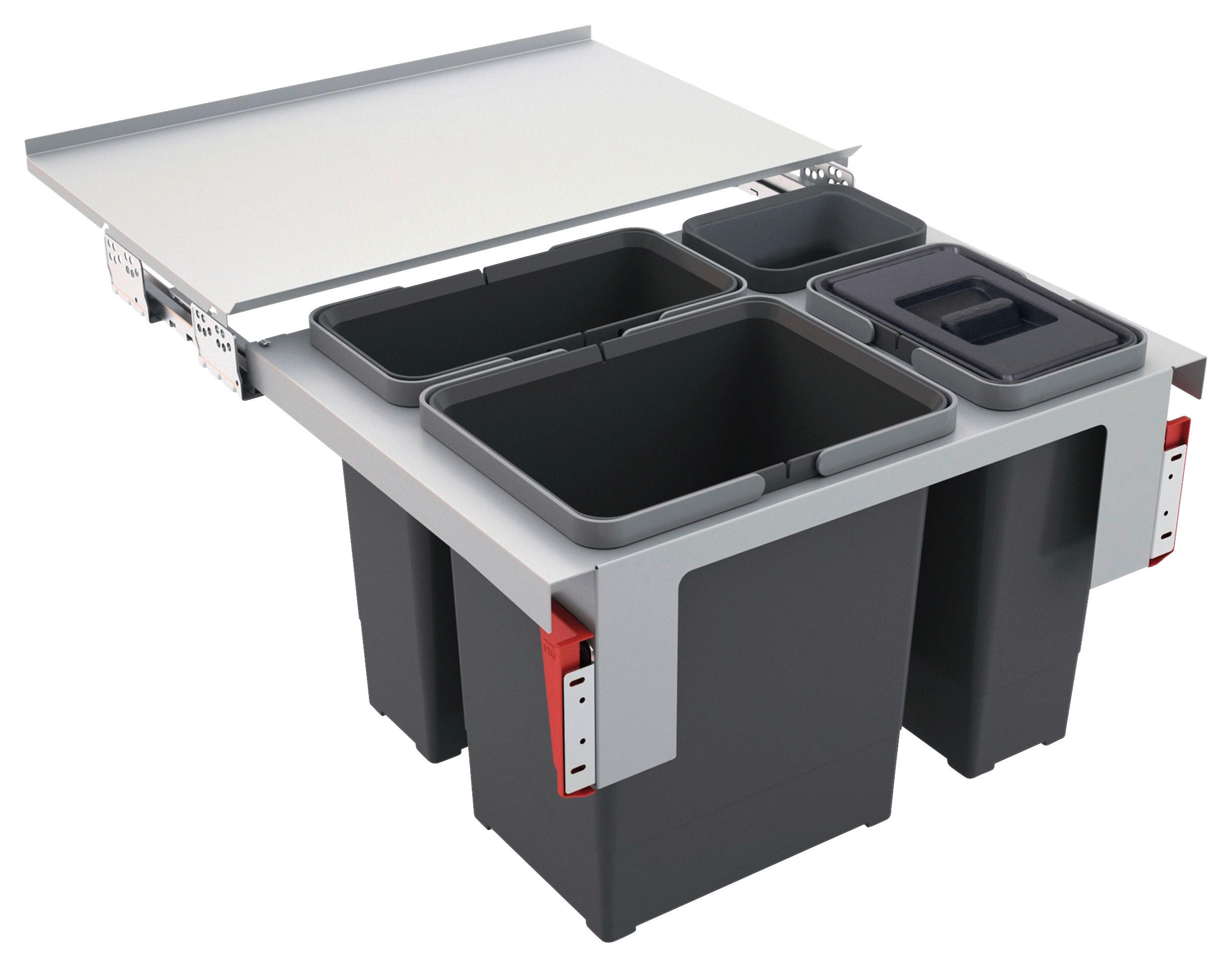 EINBAUABFALLSAMMLER 1x 8/ 1x 12/ 1x 18 L  - Edelstahlfarben/Grau, Basics, Kunststoff/Metall (56,2-56,8/36/39,9cm) - Franke