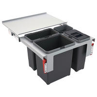 EINBAUABFALLSAMMLER 1x 8/ 1x 12/ 1x 18 l  Metall, Kunststoff  - Edelstahlfarben/Grau, Basics, Kunststoff/Metall (56,2-56,8/36/39,9cm) - Franke