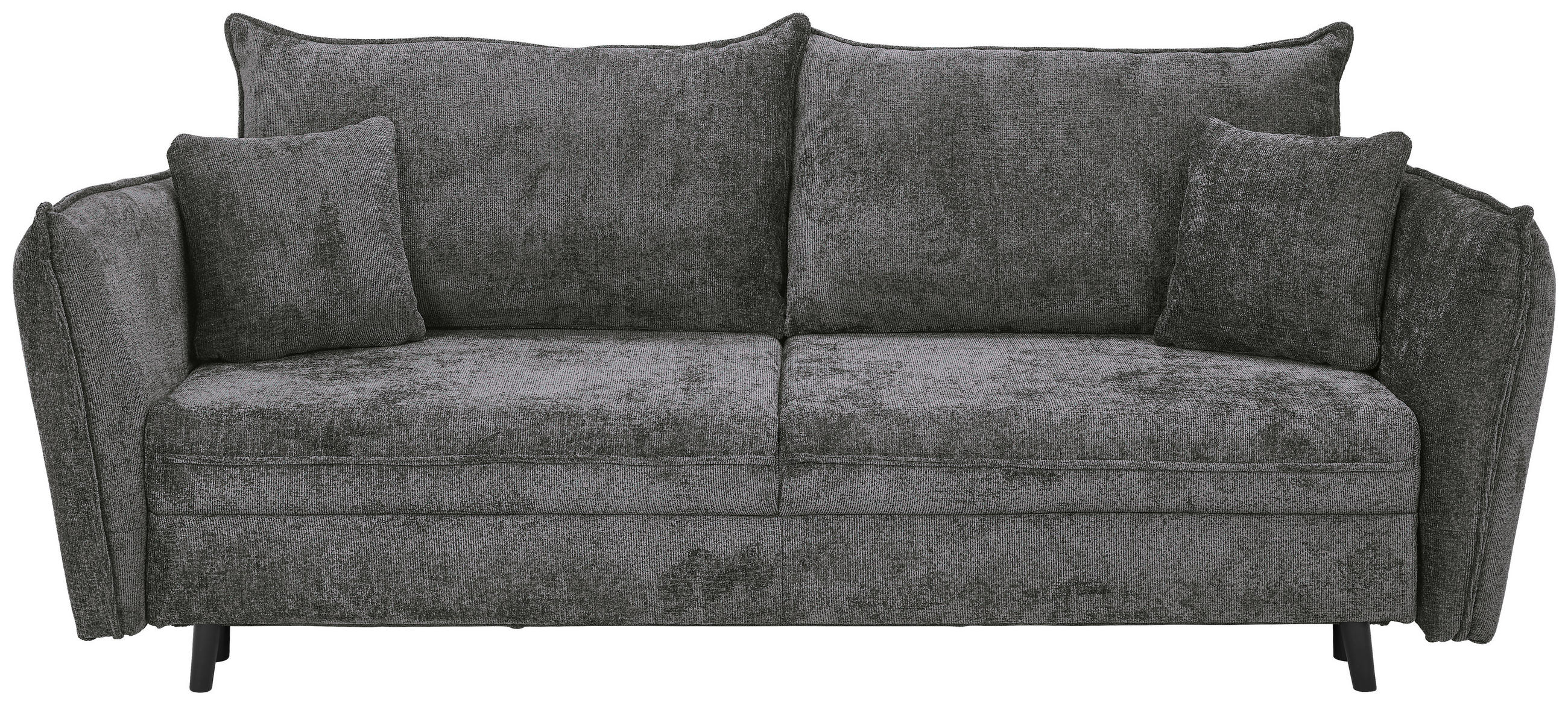 SCHLAFSOFA Chenille Anthrazit Querschläfer  inkl. Zierkissen, Rückenkissen, Bettkasten  - Anthrazit/Schwarz, KONVENTIONELL, Holz/Textil (238/99/108cm) - Carryhome