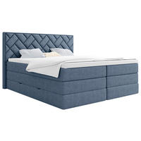 BOXSPRINGBETT 140/200 cm,  in Dunkelblau, Bettkasten, Topper, H2 + H3 = mittel + fest  - Schwarz/Dunkelblau, Modern, Holzwerkstoff/Kunststoff (140/200cm) - Livetastic