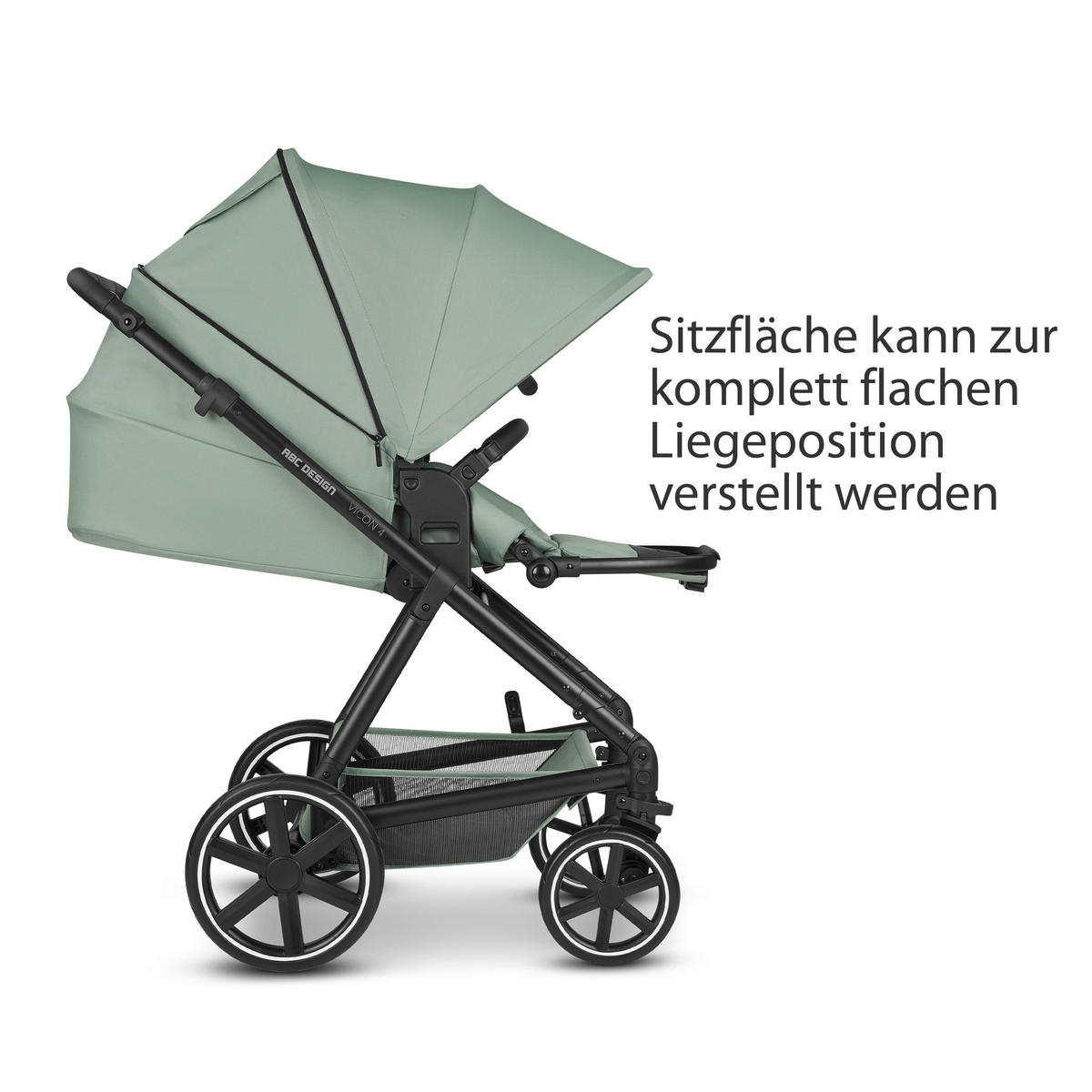 KINDERWAGENSET  Vicon 4  Pine  - Pastellgrün/Schwarz, Basics, Textil/Metall (91/61/110cm) - ABC Design