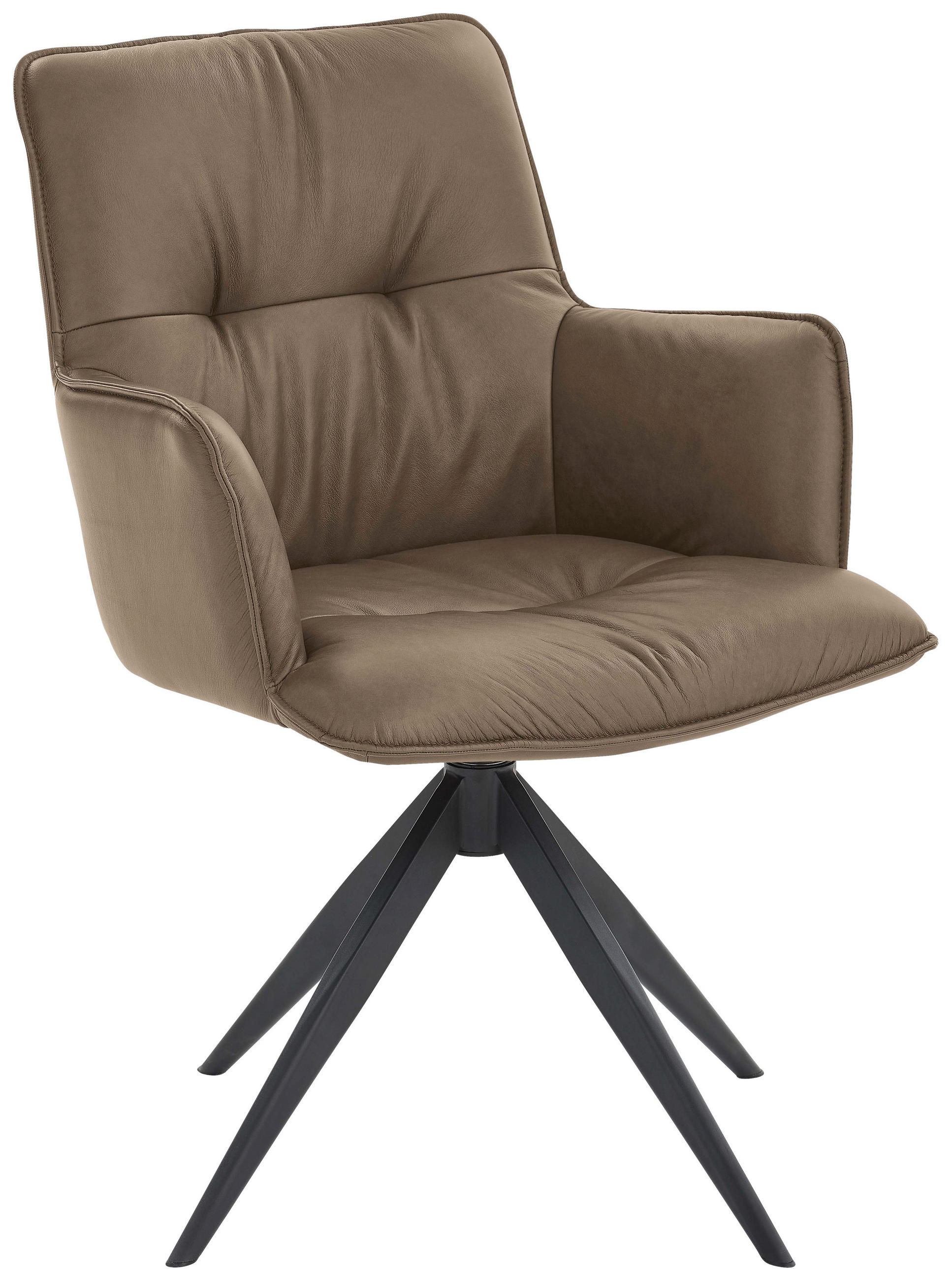 ARMLEHNSTUHL  in Eisen Echtleder pigmentiert  - Taupe, Design, Leder/Metall (59/89/63cm) - Dieter Knoll
