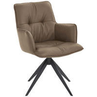ARMLEHNSTUHL  in Eisen Echtleder pigmentiert  - Taupe/Schwarz, Design, Leder/Metall (59/89/63cm) - Dieter Knoll