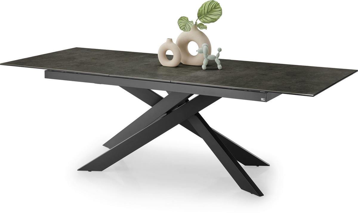 ESSTISCH in Metall, Glas, Keramik 200-250/100/75 cm  - Schwarz, Design, Glas/Keramik (200-250/100/75cm) - SetOne by Musterring