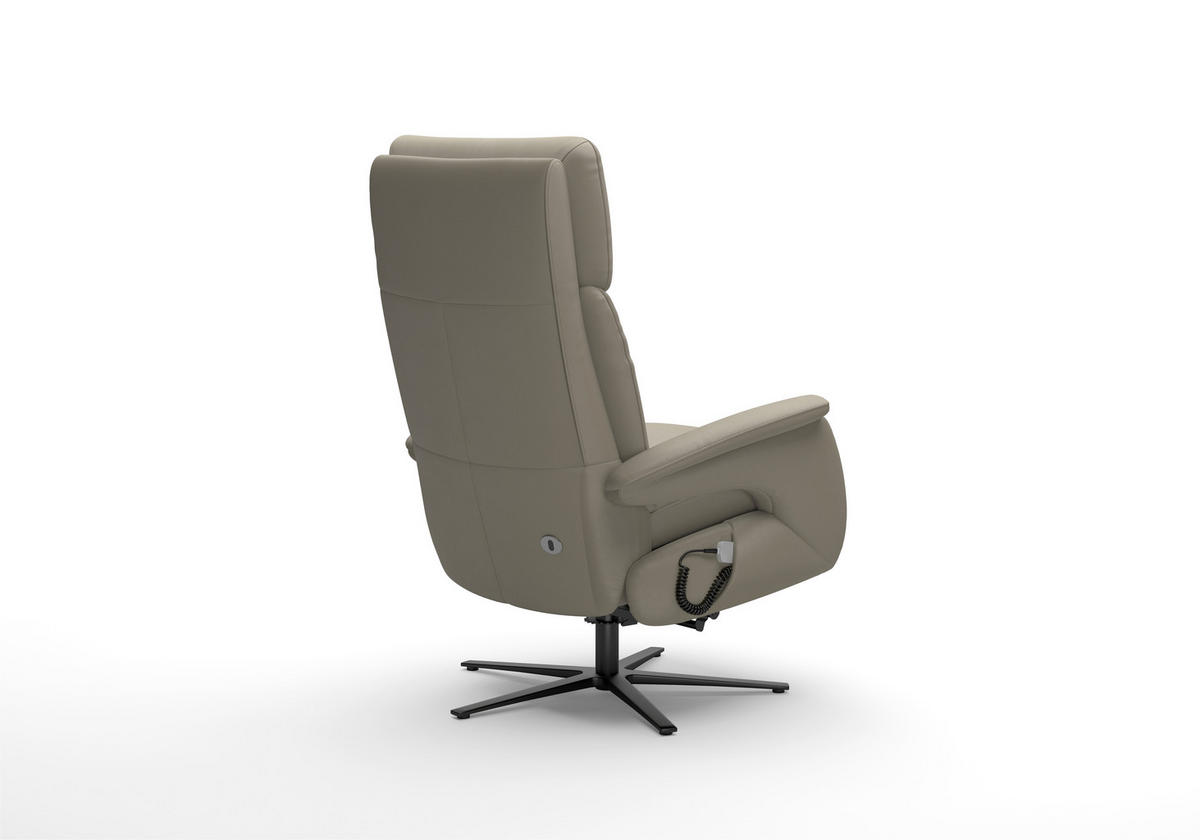 RELAXSESSEL TV TRIPLE SEVEN XTRA LARGE S1 Echtleder Kopfteilverstellung, Fußteilverstellung, Rücken echt    - Schwarz/Grau, Basics, Leder/Metall (86/111/86cm) - Sit & More