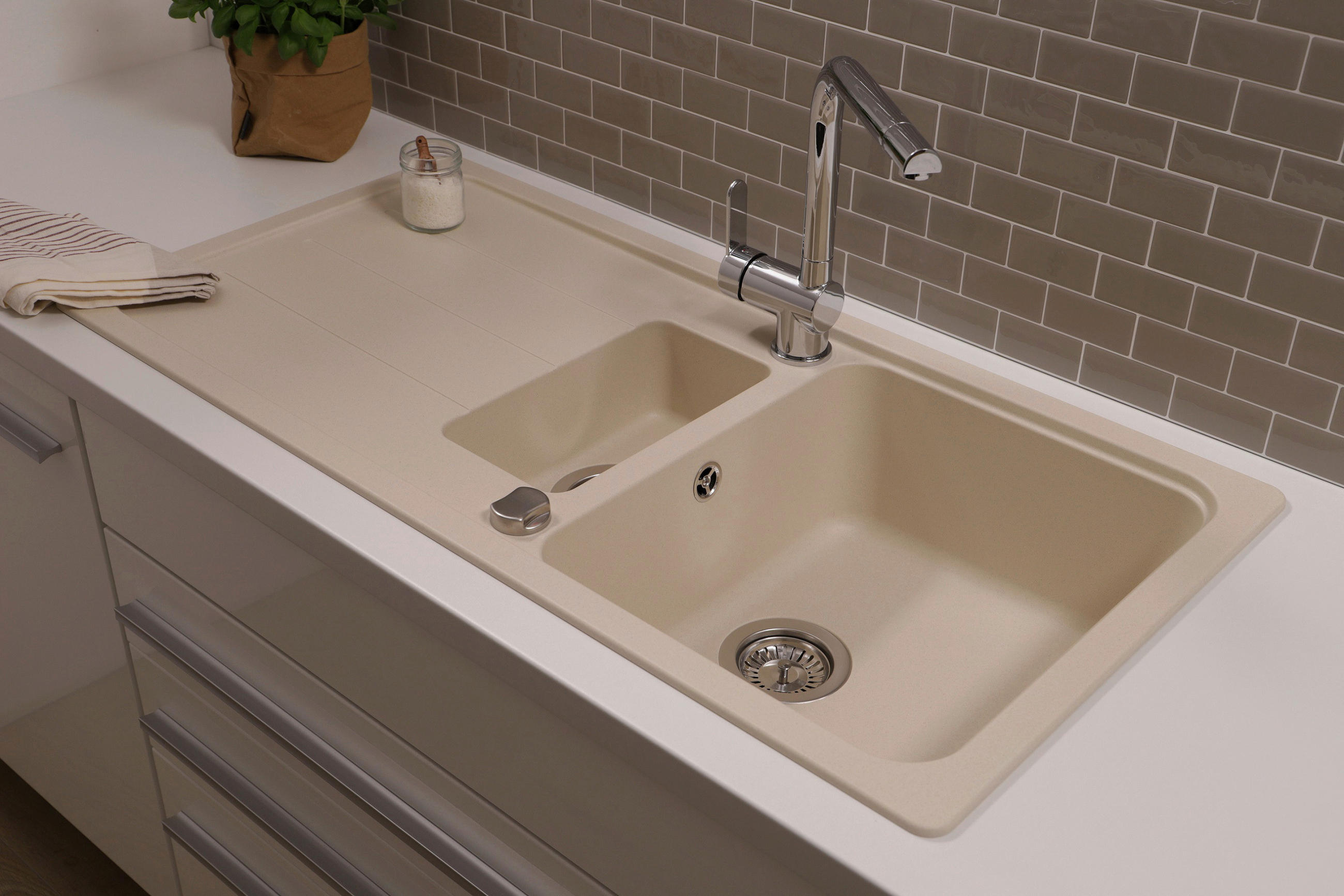 SPÜLE AUSTIN100X501,5BV  - Creme, Design, Stein (100/20/50cm) - Respekta