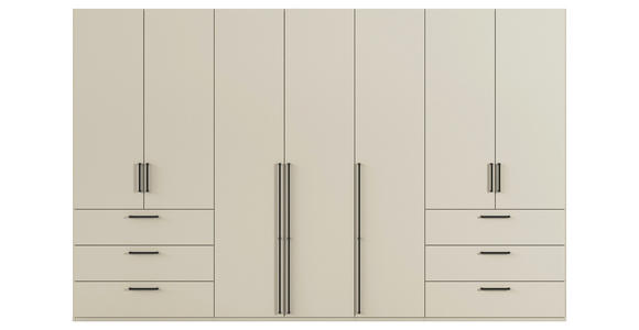 DREHTÜRENSCHRANK 350/223/61 cm,  in Champagner, 7-türig  - Champagner/Schwarz, Basics, Holzwerkstoff/Metall (350/223/61cm) - Novel