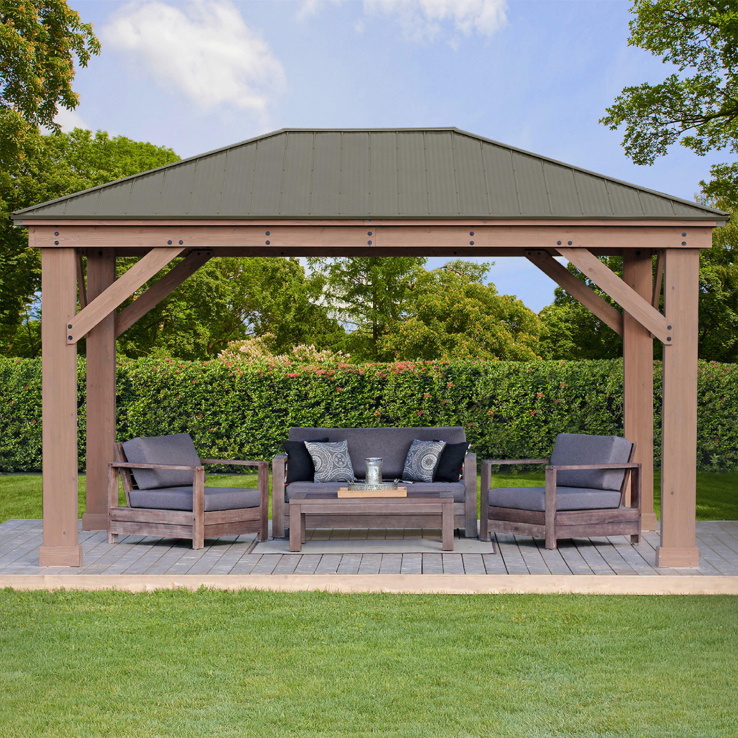 PAVILLON 490/315/371 cm   - Bronzefarben/Mokka, Basics, Holz/Metall (490/315/371cm)