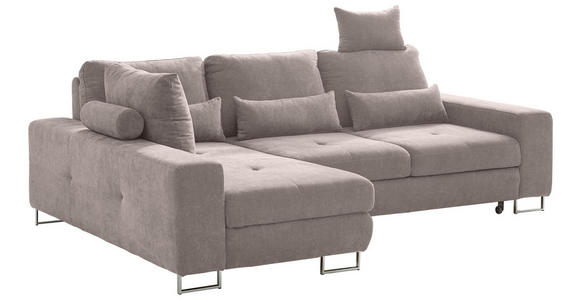 ECKSOFA Beige Flachgewebe  - Beige, Design, Textil/Metall (188/260cm) - Hom`in