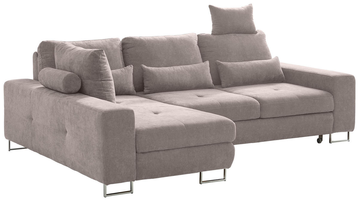 ECKSOFA Beige Flachgewebe  - Beige, Design, Textil/Metall (188/260cm) - Hom`in