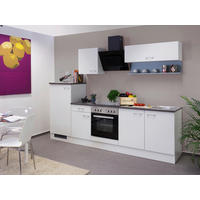 KÜCHENBLOCK 270 cm   in Weiß  - Graubraun/Alufarben, KONVENTIONELL, Holzwerkstoff/Kunststoff (270cm) - FlexWell