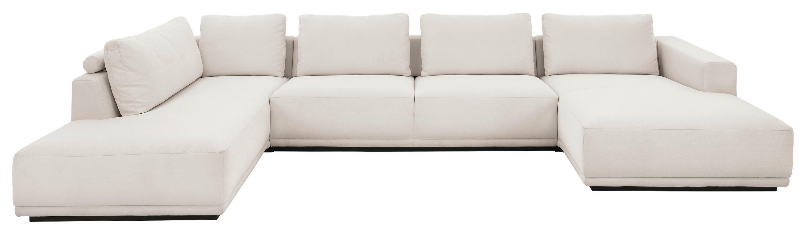 WOHNLANDSCHAFT Weiß Chenille  - Schwarz/Weiß, Design, Kunststoff/Textil (204/397/166cm) - Musterring