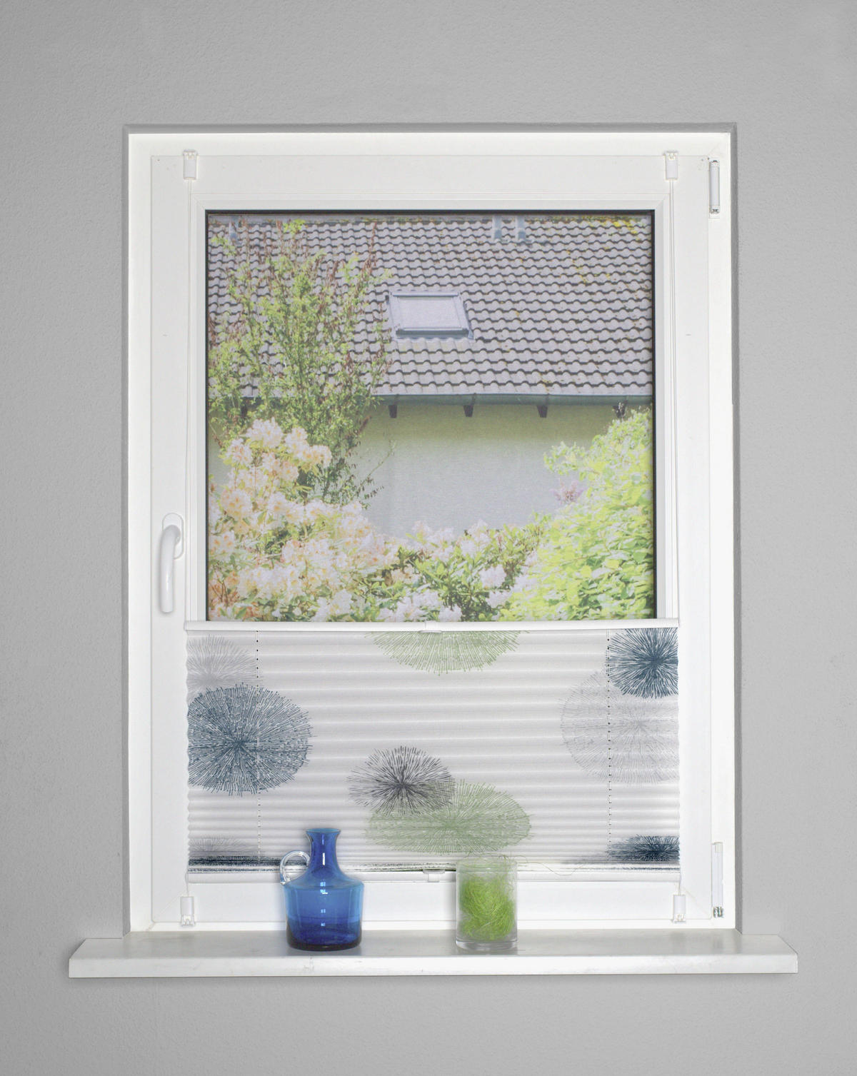 PLISSEE 90/130 cm  - Blau/Grün, KONVENTIONELL, Textil (90/130cm)