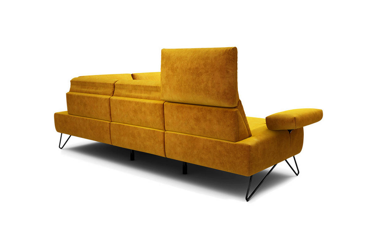 ECKSOFA Cosy Gelb Samt  - Gelb/Schwarz, Design, Textil/Metall (248-263/193cm) - SENSOO