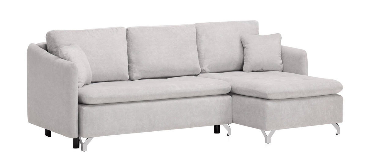 ECKSOFA in Struktur Grau  - Silberfarben/Grau, Design, Textil/Metall (223/146cm) - Ti'me