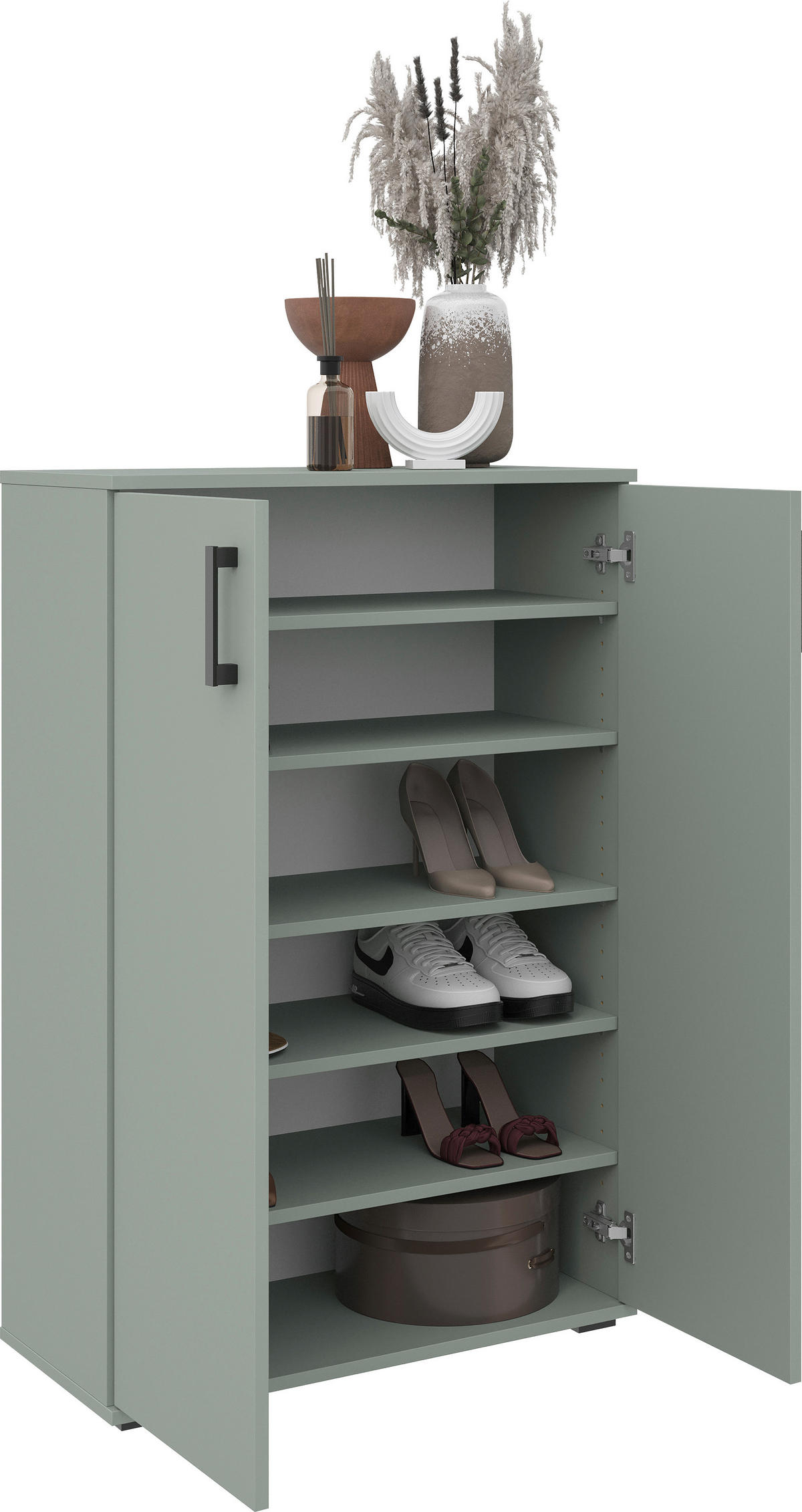 SCHUHSCHRANK Grün  - Schwarz/Grün, KONVENTIONELL, Holzwerkstoff/Kunststoff (70/106/33,4cm) - Xora