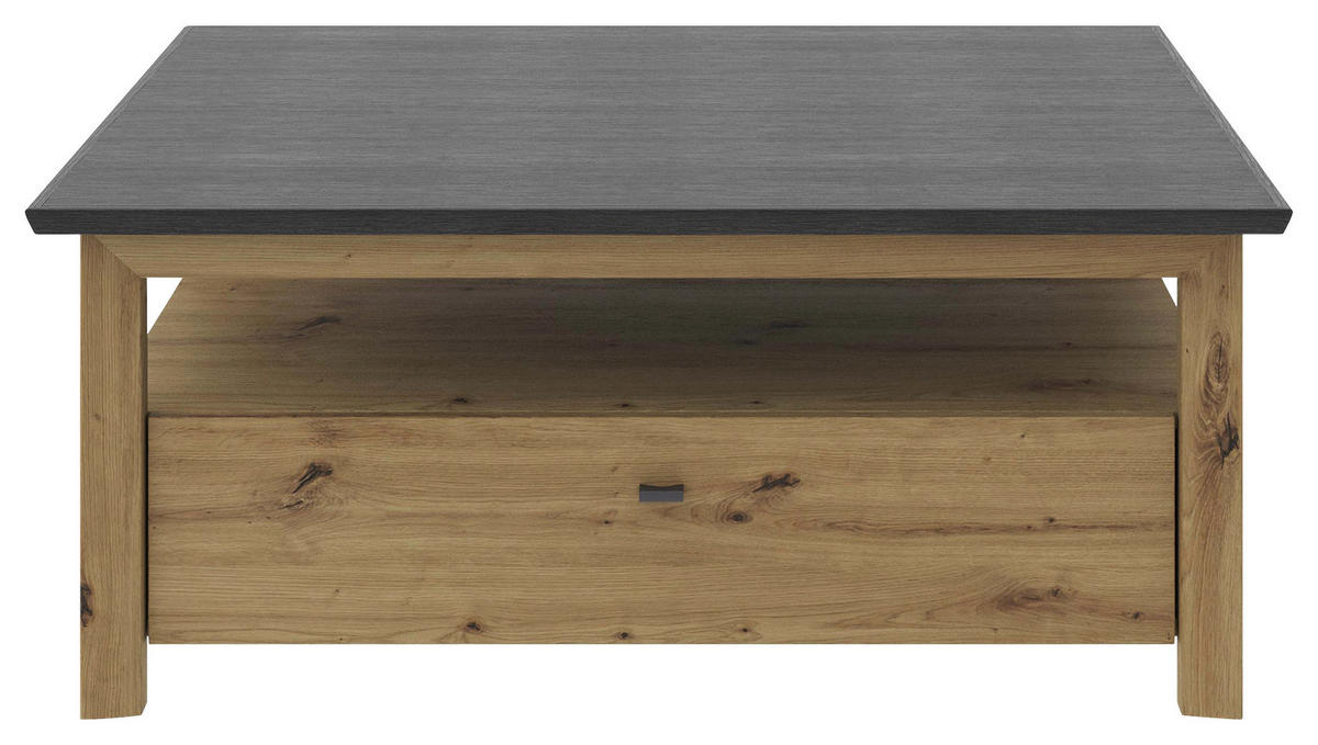 COUCHTISCH 110/80/45 cm rechteckig Dunkelgrau, Eiche Artisan  - Dunkelgrau/Schwarz, Basics, Holzwerkstoff/Metall (110/80/45cm) - Hom`in