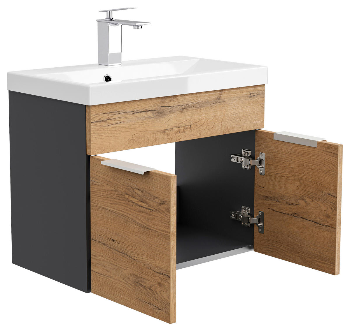 WASCHTISCHKOMBI 59,5 cm  - Eichefarben/Graphitfarben, Basics, Holzwerkstoff/Stein (59,5cm) - MID.YOU