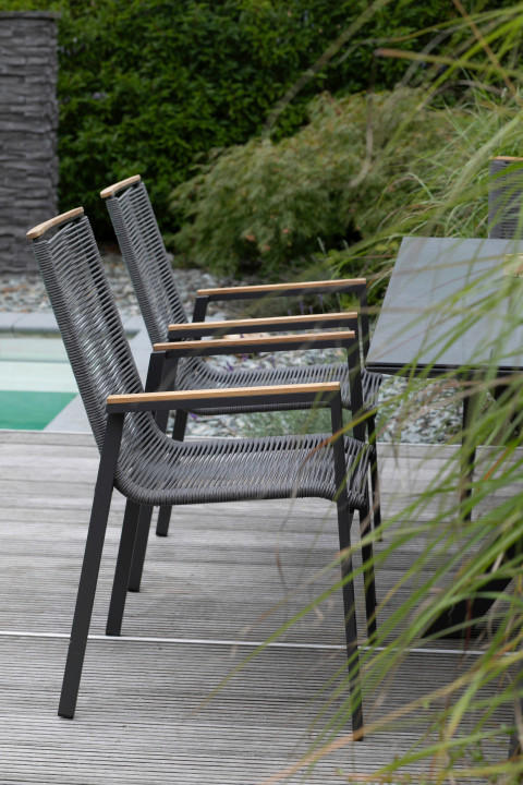 GARTENSESSEL Teakholz Aluminium Grau  - Grau, Basics, Holz/Kunststoff (55/87/66cm) - Gardenson