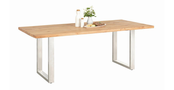 ESSTISCH Akaziefarben rechteckig   - Edelstahlfarben/Akaziefarben, Design, Holz/Metall (160/90/77cm) - Carryhome