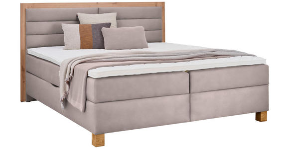 BOXBETT 180/200 cm,  in Beige, Eiche Artisan, Matratze, Bettkasten, Topper, H2 = mittel  - Beige/Eiche Artisan, KONVENTIONELL, Holz/Textil (180/200cm) - Carryhome