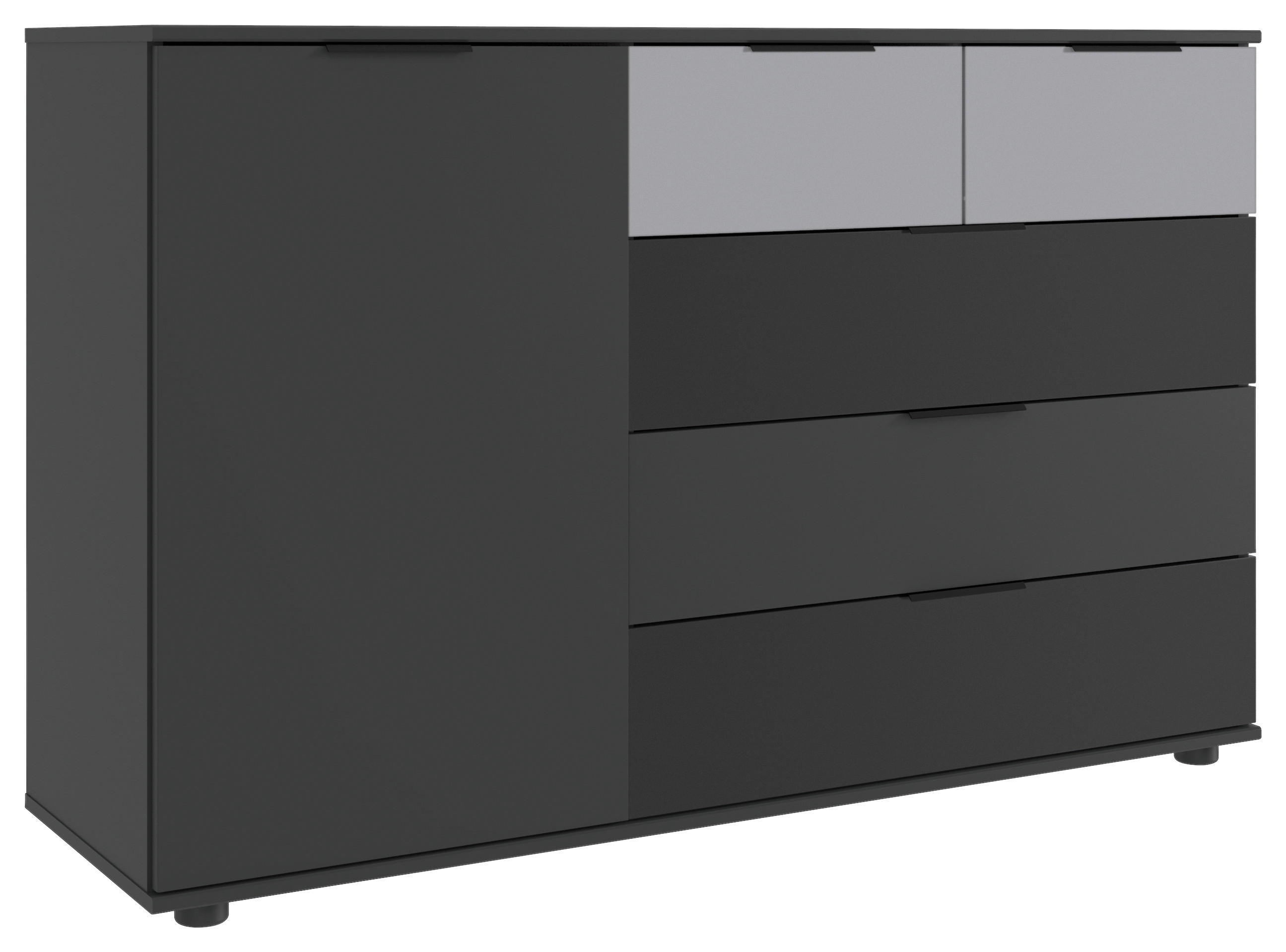 KOMMODE  in 130/83/41 cm  - Hellgrau/Graphitfarben, MODERN, Glas/Holzwerkstoff (130/83/41cm) - MID.YOU