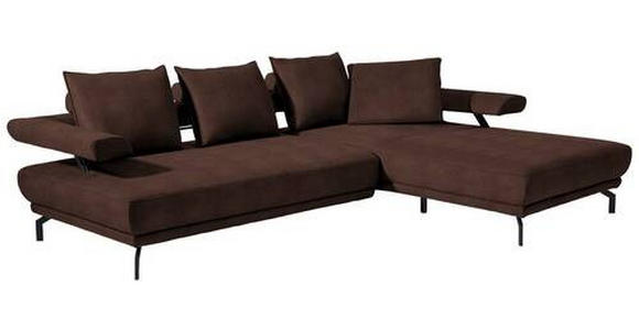 ECKSOFA in Mikrofaser Braun  - Schwarz/Braun, Design, Textil/Metall (305/224cm) - Dieter Knoll