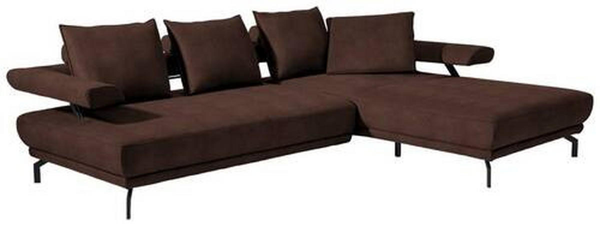 ECKSOFA in Mikrofaser Braun  - Schwarz/Braun, Design, Textil/Metall (305/224cm) - Dieter Knoll