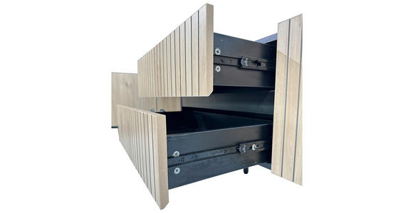LOWBOARD LINO in 150/50/40 cm - Eichefarben/Schwarz, Design, Holzwerkstoff/Metall (150/50/40cm) - Xora
