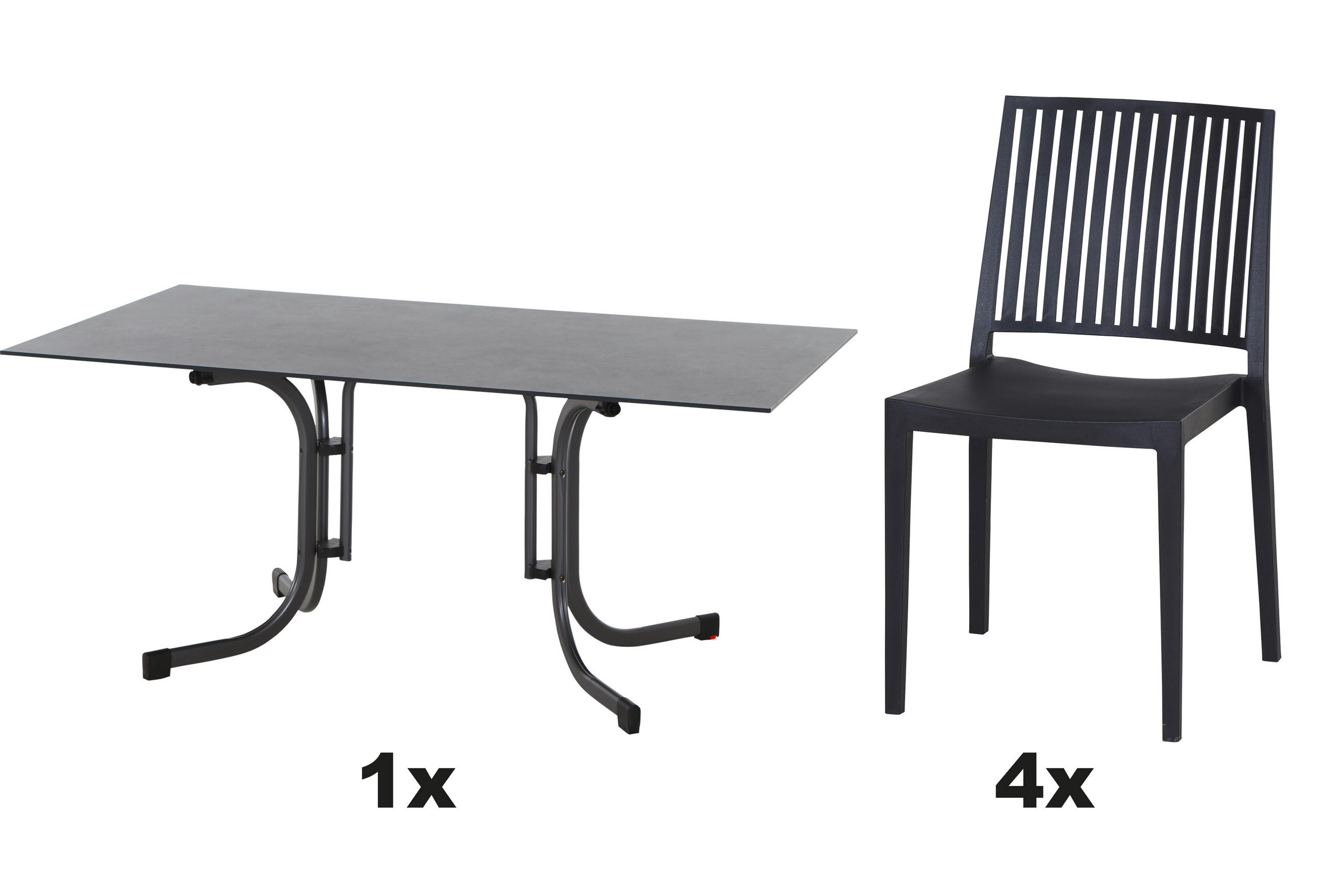 GARTENGARNITUR 5-teilig Stahl  - Anthrazit, Basics, Kunststoff/Metall (57/80/56cm) - Siena Garden