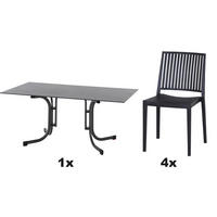 GARTENGARNITUR 5-teilig Stahl  - Anthrazit, Basics, Kunststoff/Metall (57/80/56cm) - Siena Garden