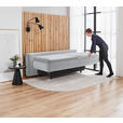 BOXSPRINGSOFA Flachgewebe Grauweiß  - Grauweiß/Schwarz, KONVENTIONELL, Textil/Metall (204/93/100cm) - Novel