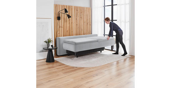 BOXSPRINGSOFA Flachgewebe Grauweiß  - Grauweiß/Schwarz, KONVENTIONELL, Textil/Metall (204/93/100cm) - Novel