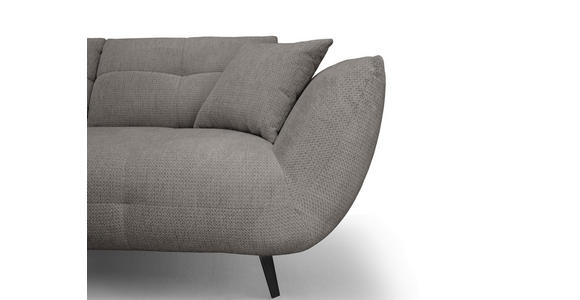 ECKSOFA Graubraun Chenille Armlehnenkissen, Rücken echt, Sitztiefenverstellung  - Graubraun/Schwarz, KONVENTIONELL, Textil/Metall (215/313cm) - Hom`in