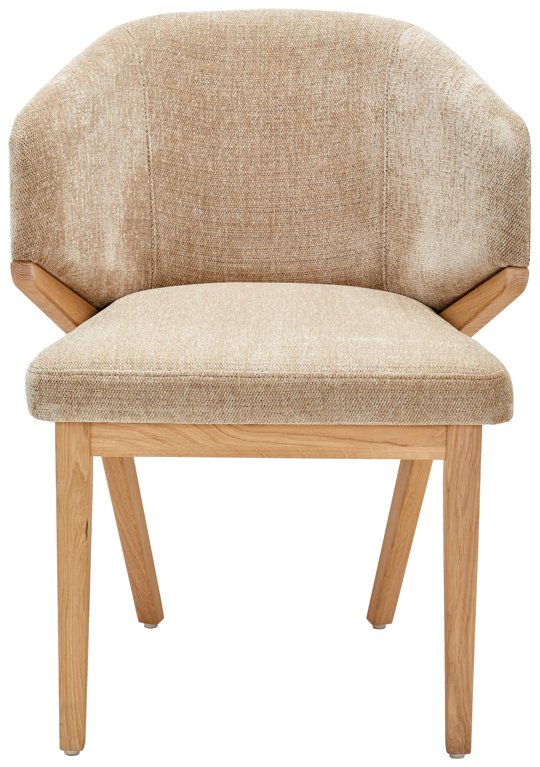 ARMLEHNSTUHL  in Chenille  - Eiche Bianco/Beige, KONVENTIONELL, Holz/Textil (60/82/60cm) - Linea Natura