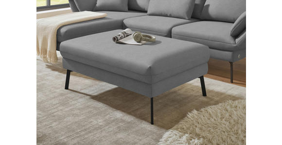 ECKSOFA  in Flachgewebe Hellgrau Armteilverstellung, Relaxfunktion, Drehsitzfunktion  175-224/255-365 cm  - Hellgrau/Schwarz, Design, Textil/Metall (175-224/255-365cm) - Dieter Knoll