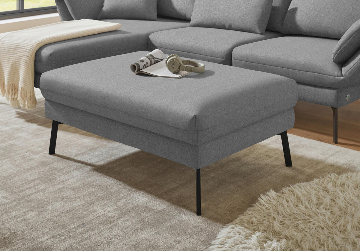 ECKSOFA  in Flachgewebe Hellgrau  175-224/255-365 cm  - Hellgrau/Schwarz, Design, Textil/Metall (175-224/255-365cm) - Dieter Knoll