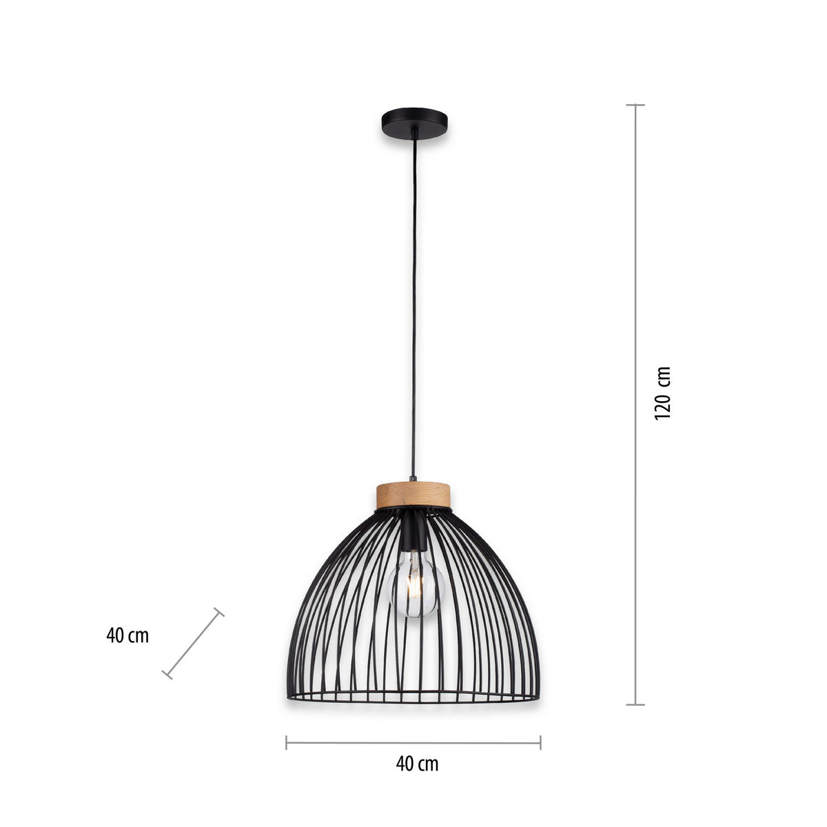SVJETILJKA VISEĆA  - crna, Trend, drvo/metal (40/40/120cm)