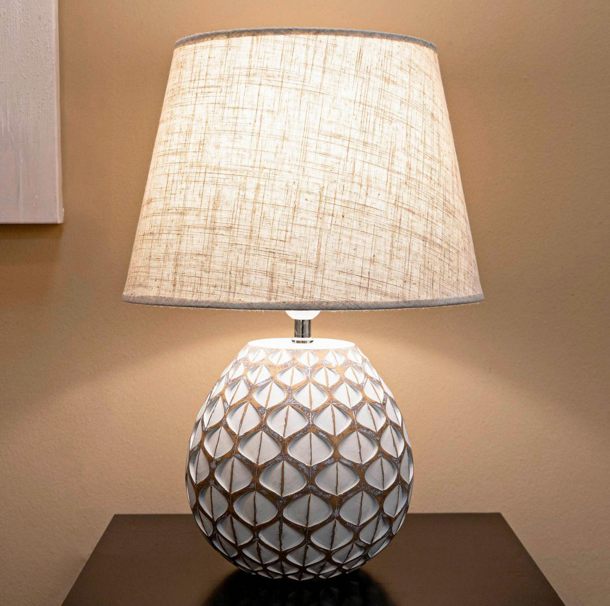 TISCHLEUCHTE - Weiß, Basics, Kunststoff/Textil (35/52/35cm)