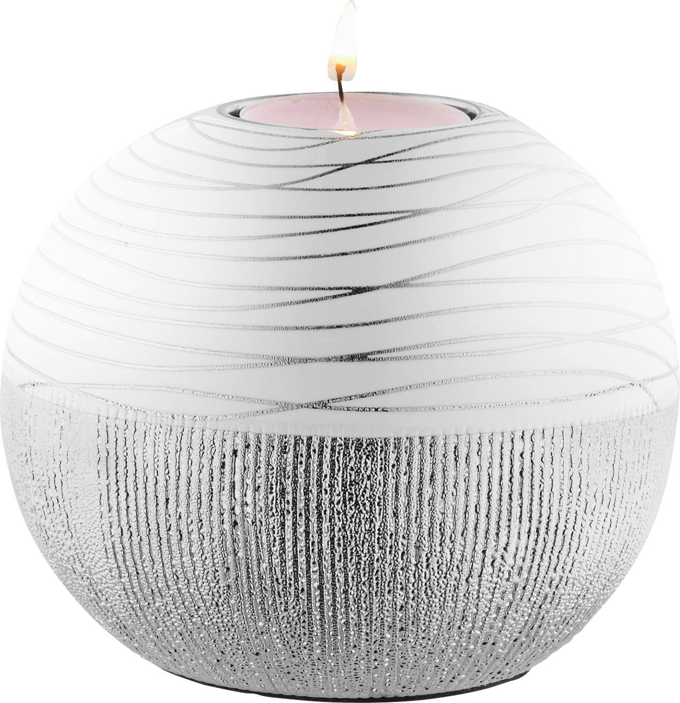 TEELICHTHALTER  - Silberfarben/Weiß, Basics, Keramik (12/9,5cm) - Ambia Home
