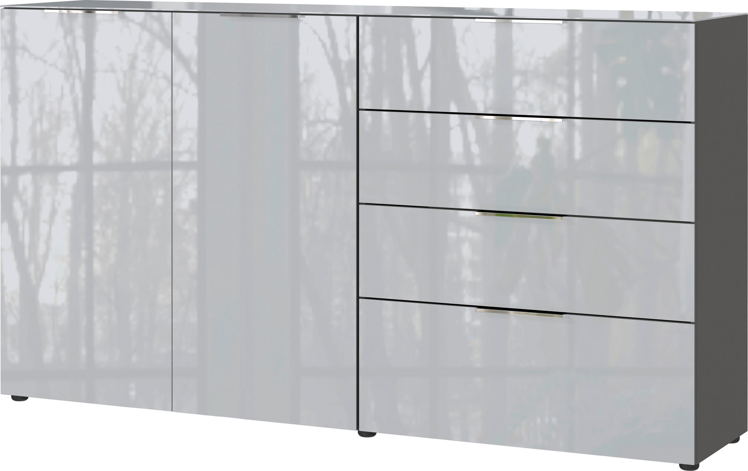 TÁLALÓSZEKRÉNY 184/102/42 cm  - krómszínű/grafitszürke, Modern, műanyag/faalapú anyag (184/102/42cm) - Premium Living