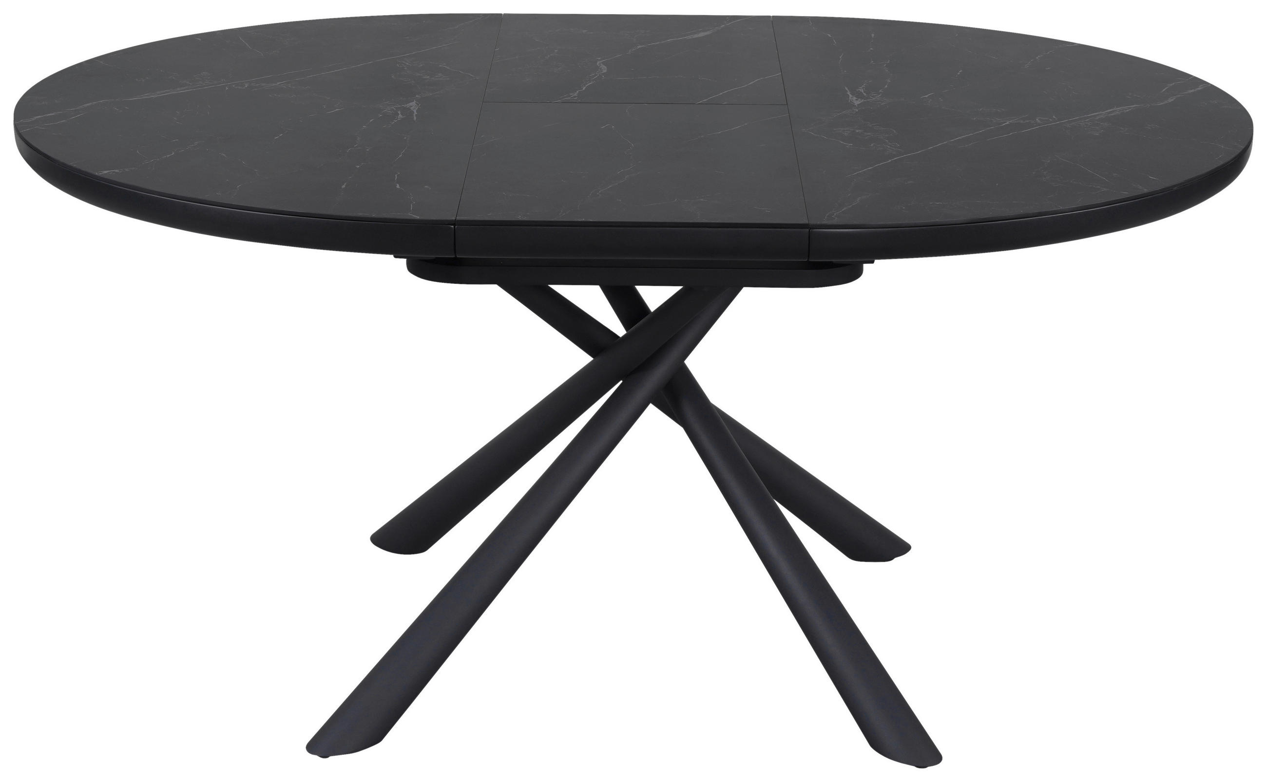 ESSTISCH Schwarz rund  ausziehbar  - Schwarz, Design, Keramik/Holzwerkstoff (120-160/120/76cm) - Novel
