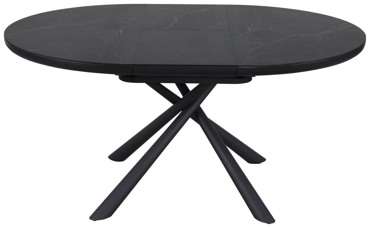 ESSTISCH Schwarz rund  ausziehbar  - Schwarz, Design, Keramik/Holzwerkstoff (120-160/120/76cm) - Novel