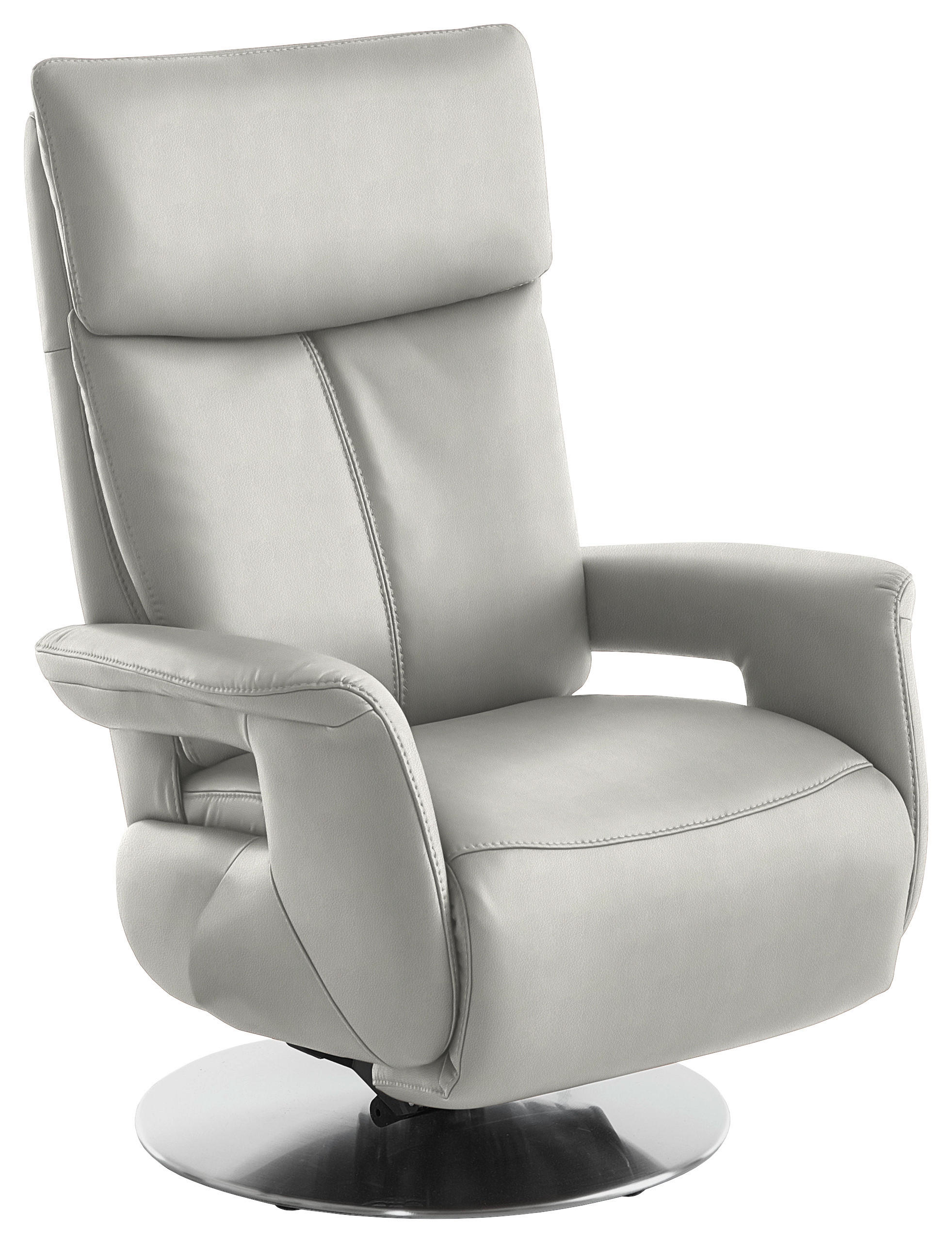 RELAXSESSEL in Leder Weiß  - Edelstahlfarben/Weiß, Design, Leder/Metall (78/112/85cm) - Cantus