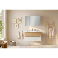 BADEZIMMER 2-teilig  in  - Wildeiche/Edelstahlfarben, Trend, Glas/Holzwerkstoff (100/200/47cm) - Held