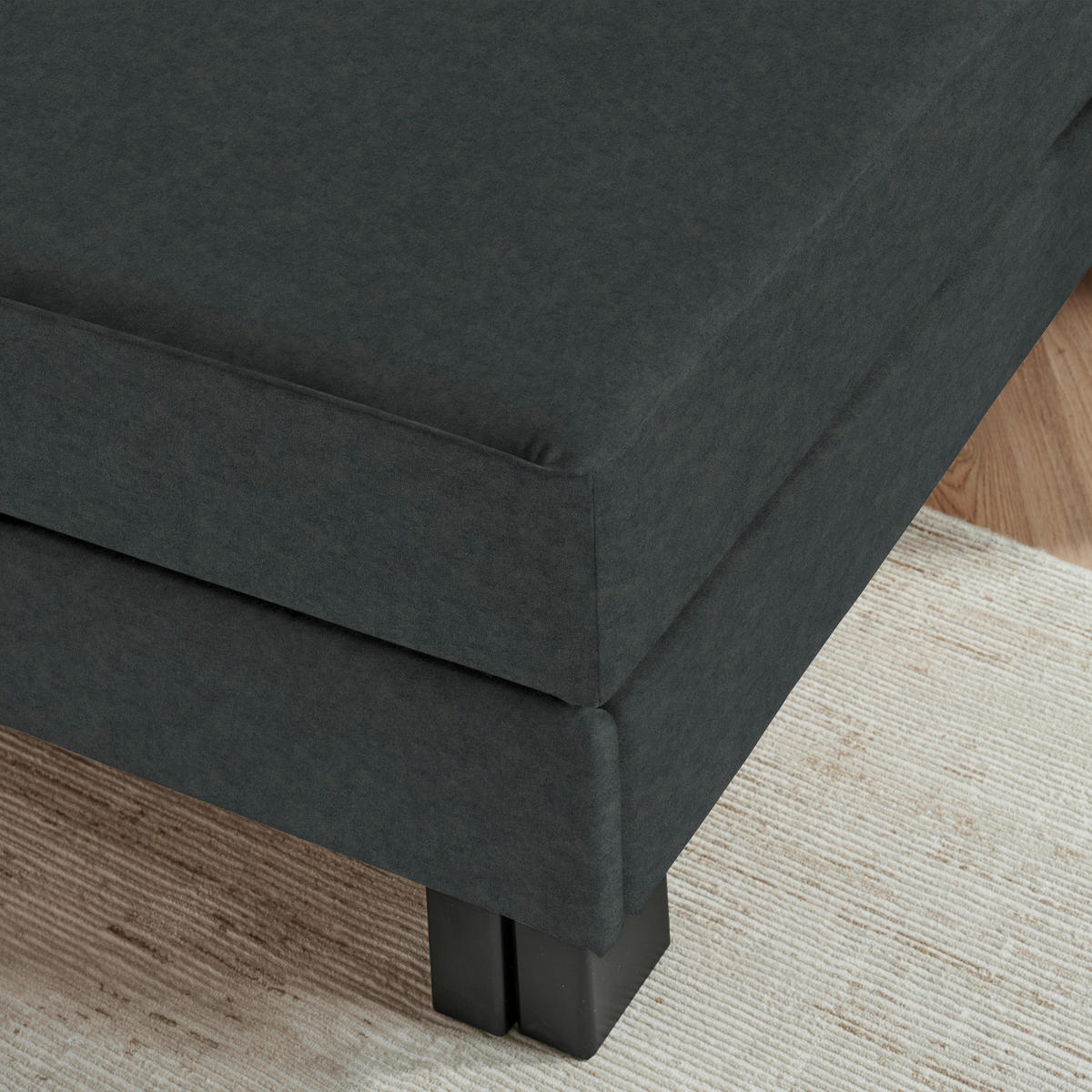 LIEGE  in Velours Anthrazit  - Eiche dunkel/Anthrazit, MODERN, Holz/Textil (137/72/155cm) - Joka